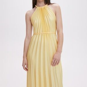Mango Yellow Pleated dress